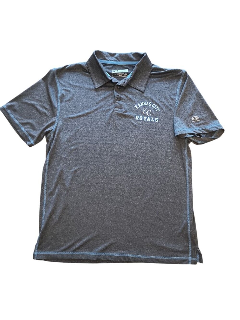 Kansas City Royals Gray Polo Shirt Blue Trim Logo Size Large